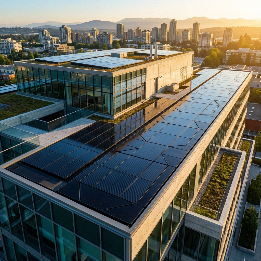 Modern Solar Panels on Roof